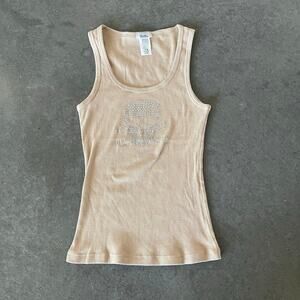 Bling Skull Top brown small tank y2k NEW